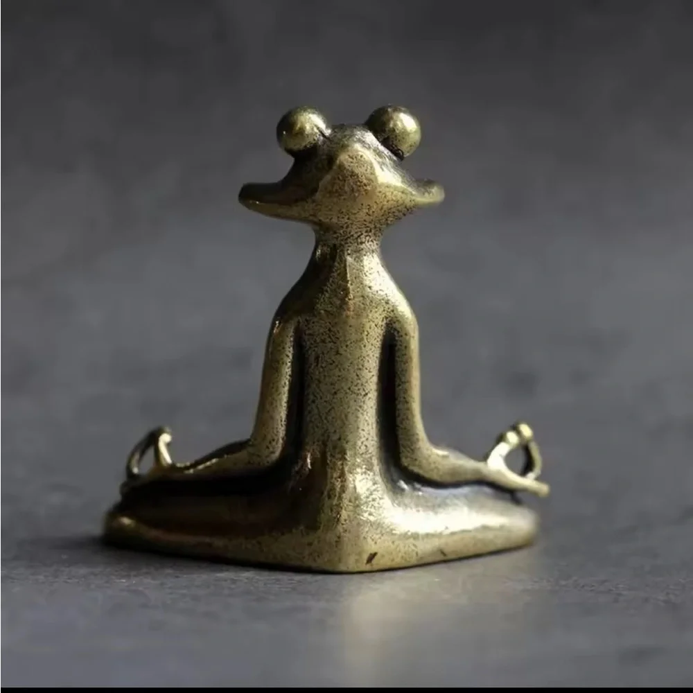 Yoga Frog Meditative Frog Figurine in Bronze Finish